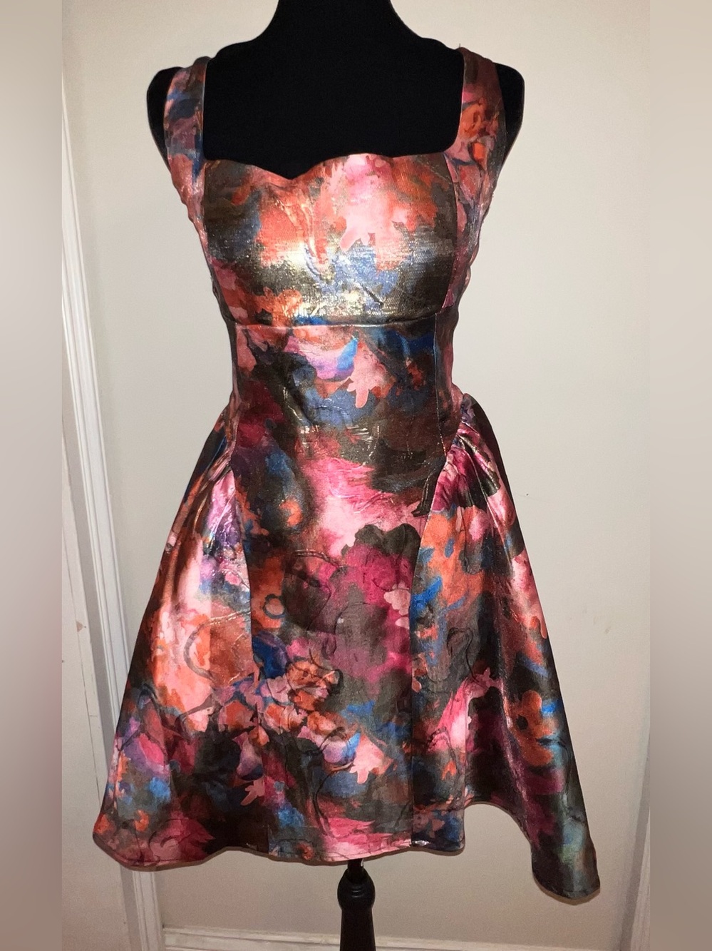 Katia Rae Square-Neck Jacquard Fit&Flare Dress. NWT. Size: L. Asking: $69.